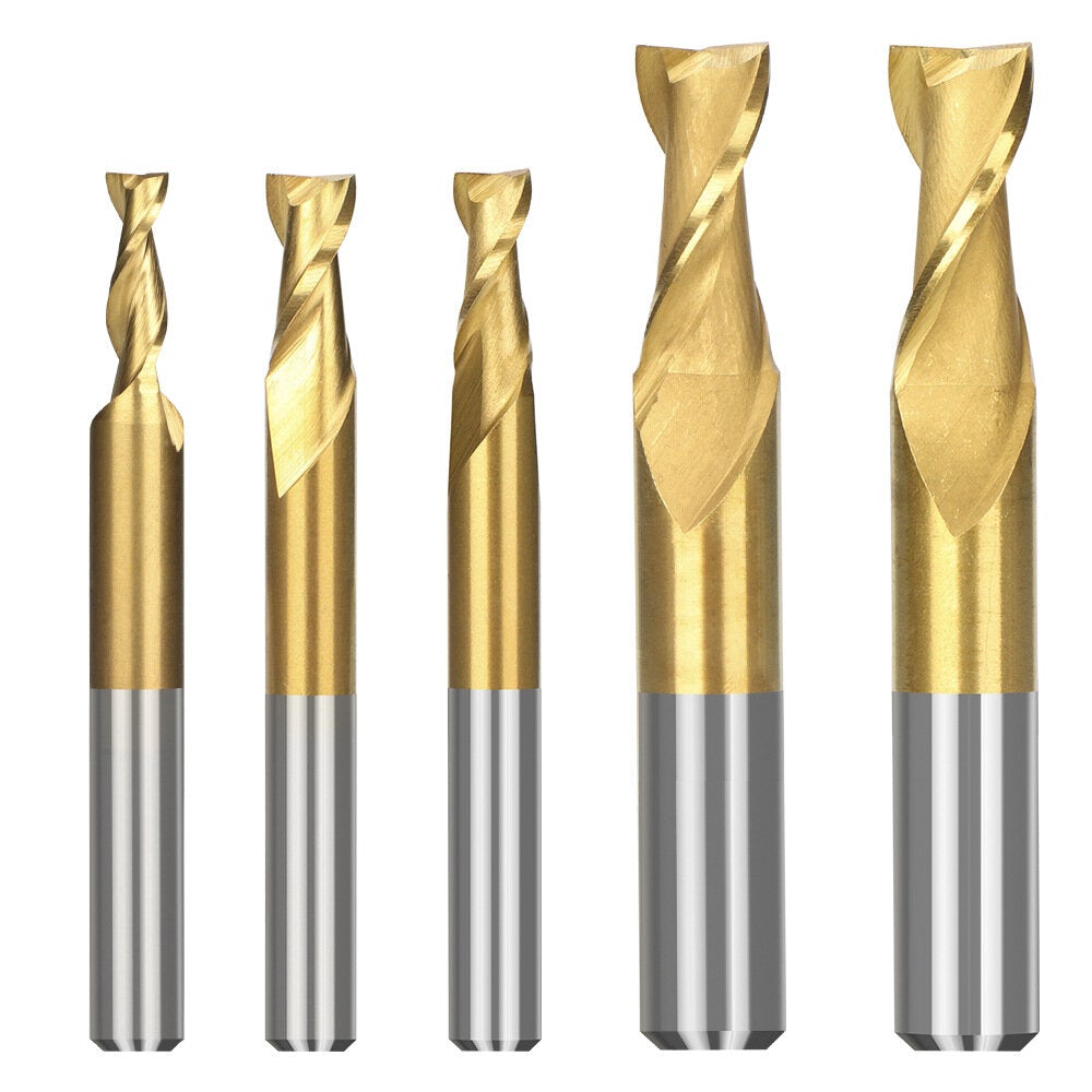 11pcs 2-12 HSS Milling Cutter 2 Flute Spiral End Mill for Wood Metal Aluminum Tool CNC Router Bit