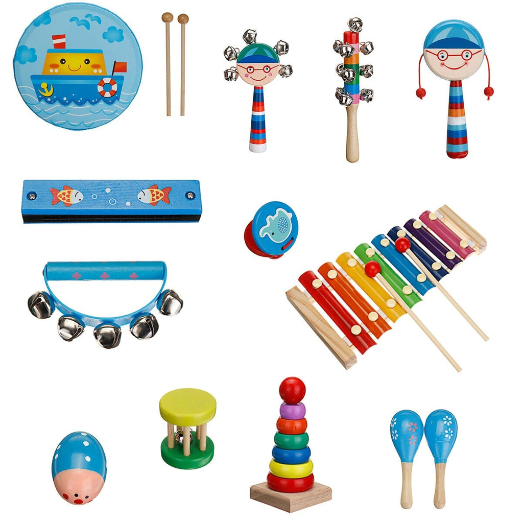 7/13 Pcs Colorful Musical Percussion Safe Non-toxic Instruments Kit Early Educational Toy for Kids Gift