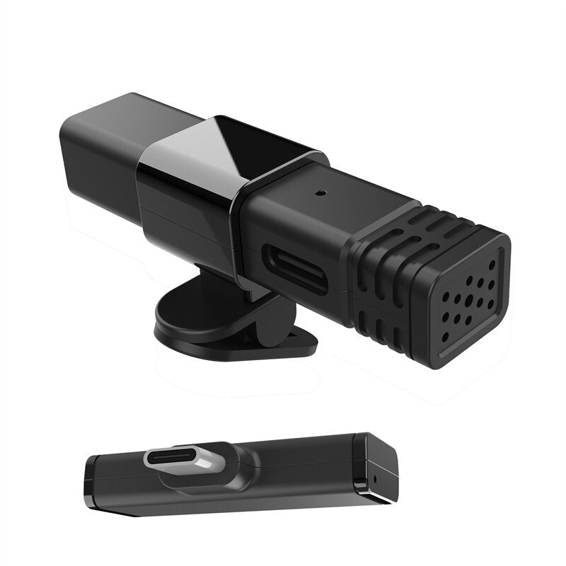 Wireless Microphone Low Latency Portable Audio Video Recording Plug-Play Lapel Mic