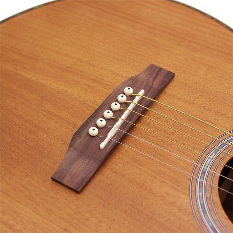 6pcs Cattle Bone Guitar Parts Endpin with Abalone Dot Bridge End Pins for Acoustic Guitar