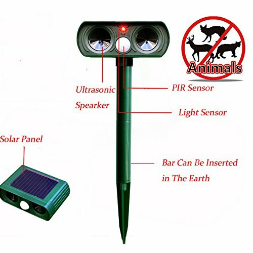 Ultrasonic Animal Repellent PIR Sensor Animal Frighter Bird Snake Wild Boar Frighter 110 Detection Angle 8M Effective Distance with LED lights