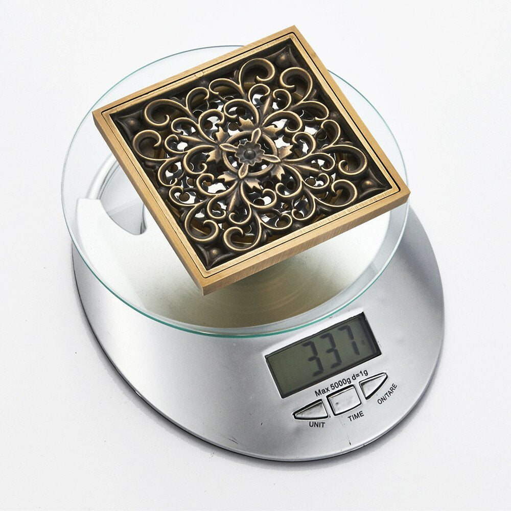 Euro Floor Drain Antique Brass Shower Bathroom Deodorant Square Strainer Cover Grate Waste