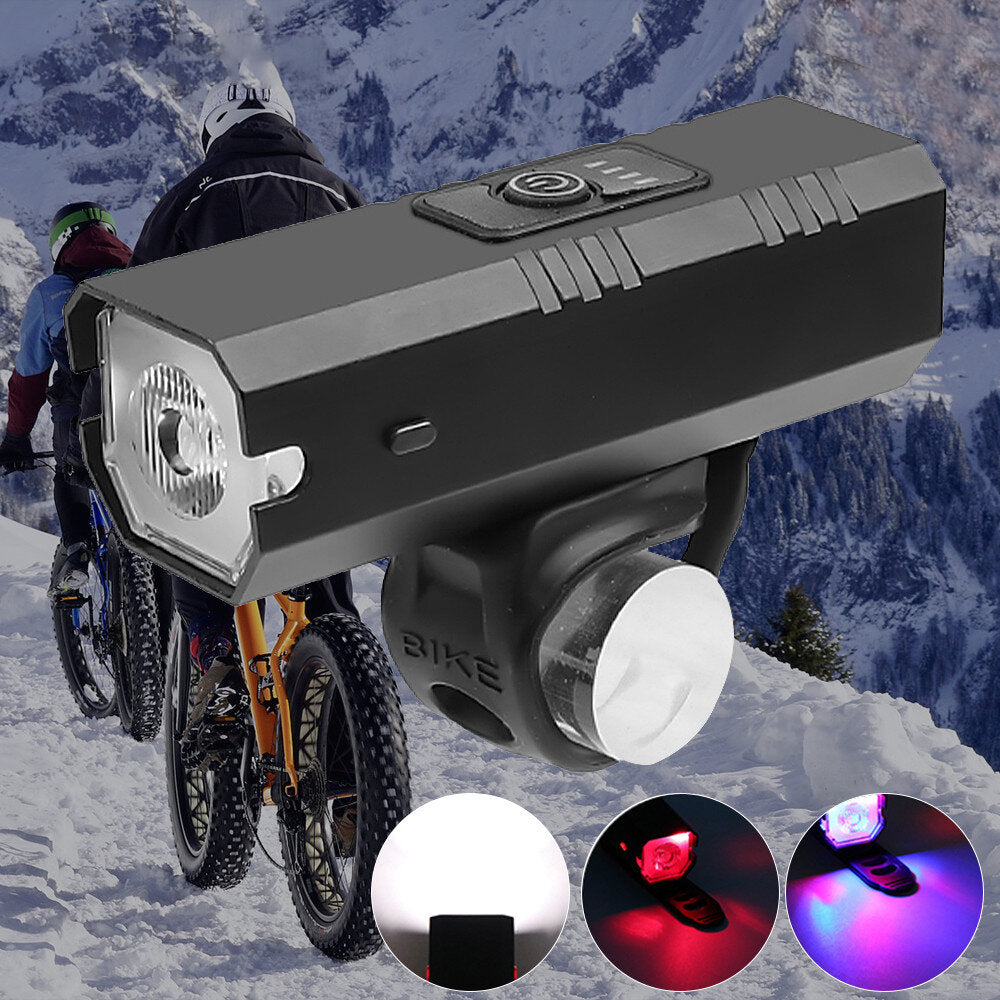 Bike Headlight USB Rechargeable Waterproof 1200mAh 3 Modes MTB Front Lamp Ultralight Flashlight