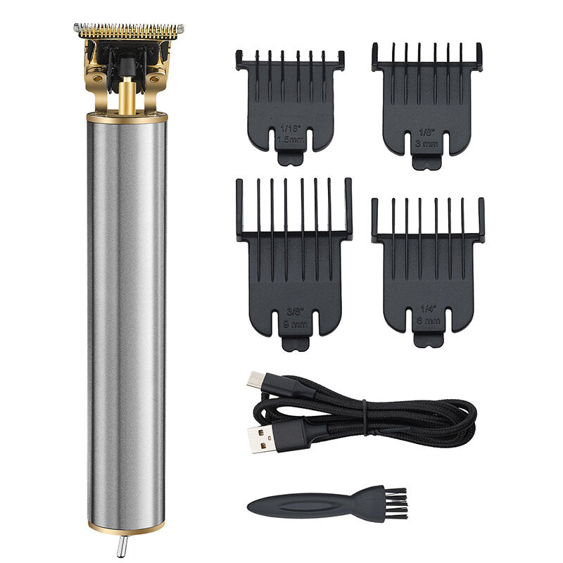 USB Rechargeable Cordless Electric Pro T-outliner Hair Trimmer Portable Hair Clipper W/ 4pcs Limit Combs