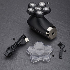 6 in 1 Electric Shaver Six Floating Heads Bald Head Shaver Grooming Kit IPX6 Waterproof