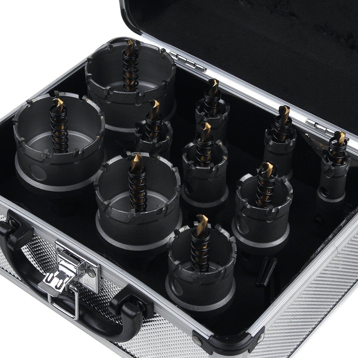 10Pcs 16-53mm Carbide Tip TCT Drill Bit Hole Saw Cutter Kit Stainless Steel Hexagon Wrench With Storage Box