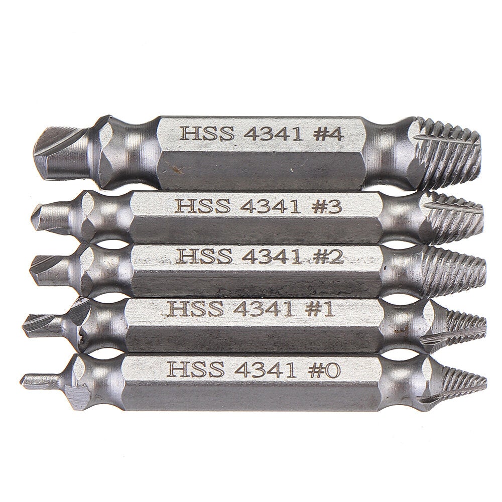 5pcs HSS Damaged Screw Extractor Drill Bits Guide Set Broken Easy out Bolt Screw Remover Tool