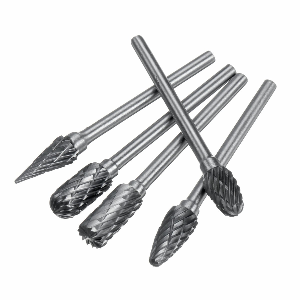 10Pcs Tungsten Carbide Double Cut Rotary File 1/8 Inch Shank Grinding Burr Set