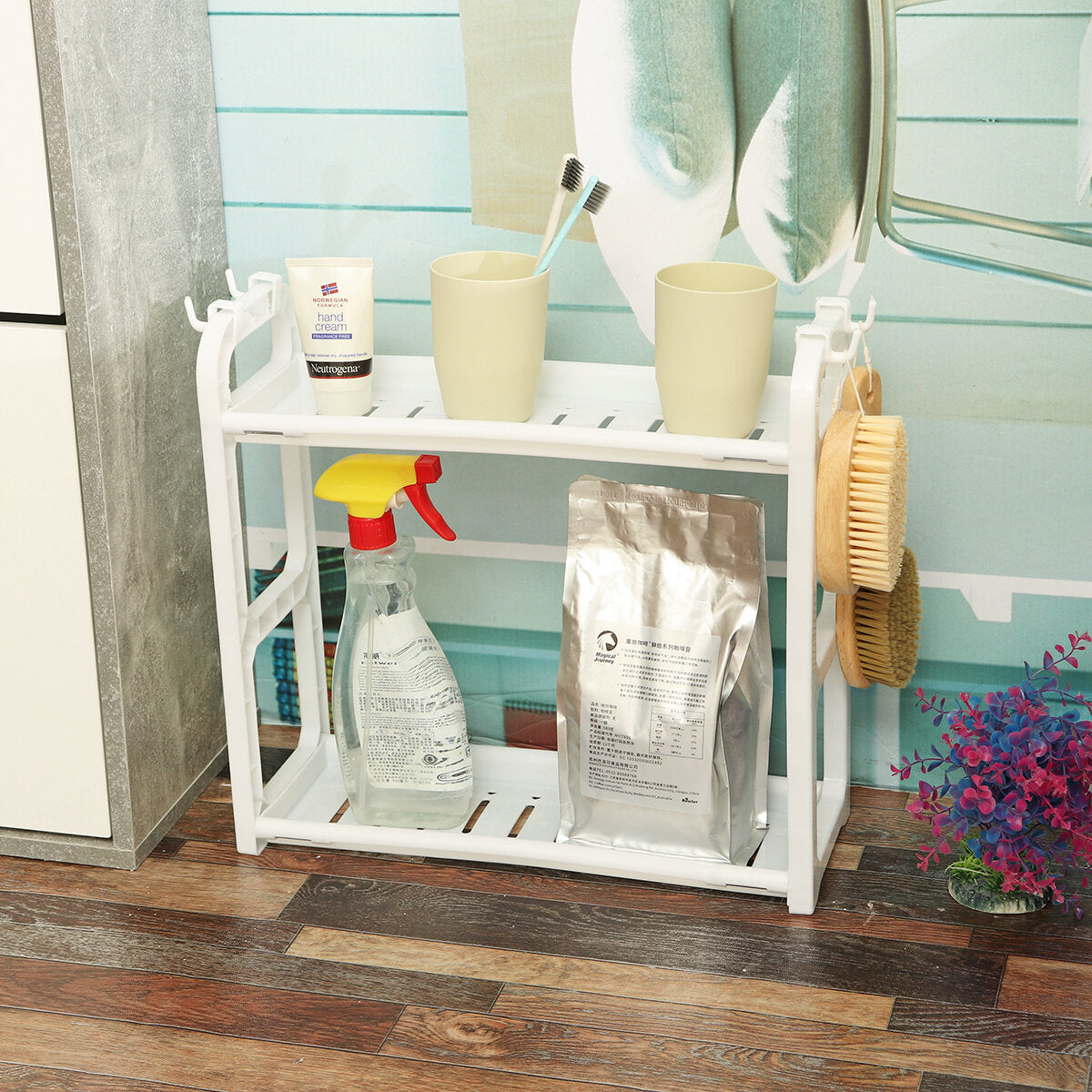 Multifunctional Dtorage Rack Creative Kitchen Dtorage Rack Kitchen Utensils Rack with Guardrail
