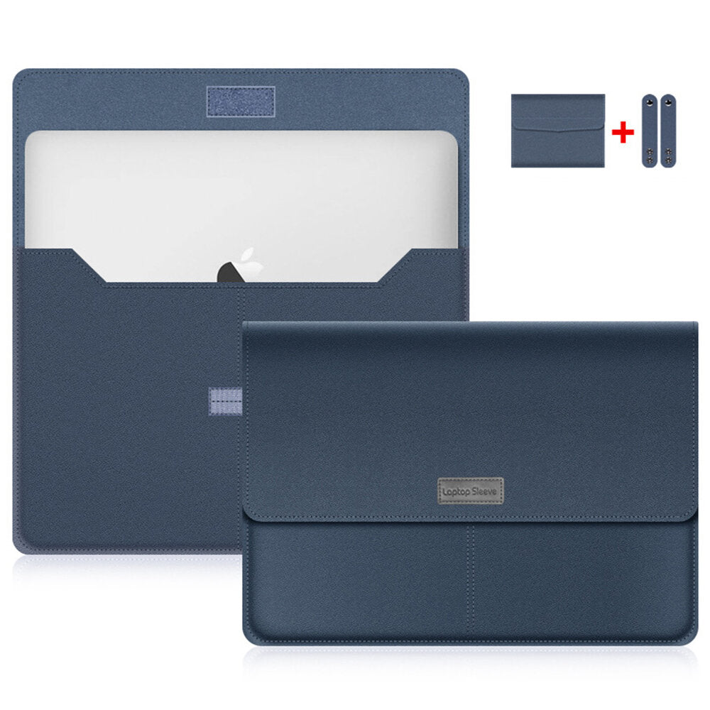 Laptop Sleeve Bag PU Leather Bag with Small Organizer Bag and Cable Organizer for 13.3-14 inch Laptop