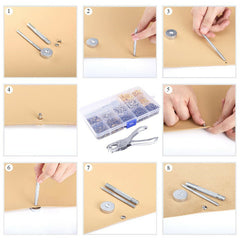 300 Sets Leather Rivets Double Cap Rivet Tubular Metal Studs with Punch Pliers