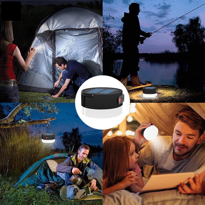 300LM LED USB Solar Camping Tent Light IP55 Waterproof Lamp 4 Modes Outdoor Emergency Lantern