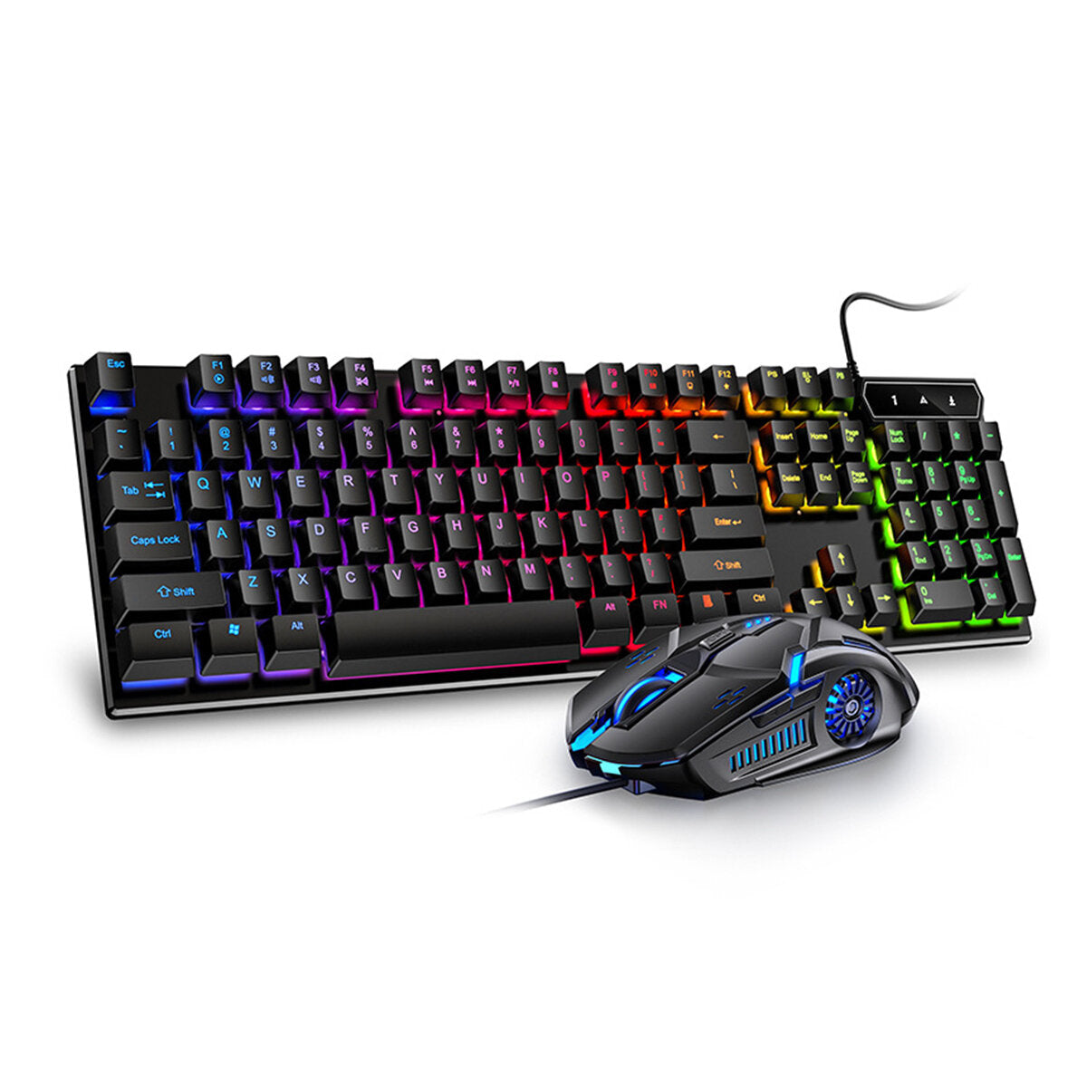 104 Keys USB Wired Gaming Keyboard and Mouse Set Waterproof Silent/Sound Changing Backlight Mouse for Computer Desktop Notebook