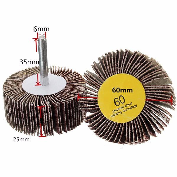 60/80 Grit 6mm Shank Flap Wheel Disc Sanding Abrasive Grinding Wheel for Rotary Tool