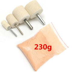 Polishing Kit 230g Cerium Oxide Polishing Powder with 4pcs Polishing Wheels