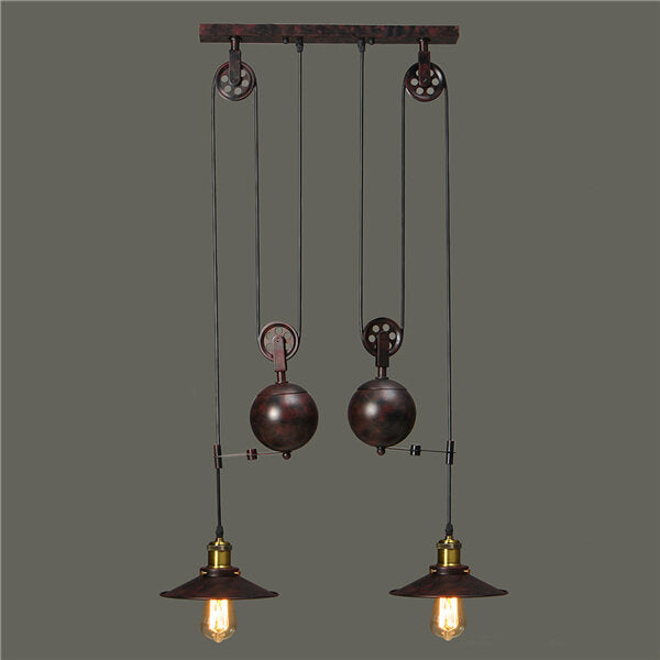 Vintage Industrial Retro Hanging Ceiling Light 2 Chandeliers Pendant Stretch Lamp AC110-240V