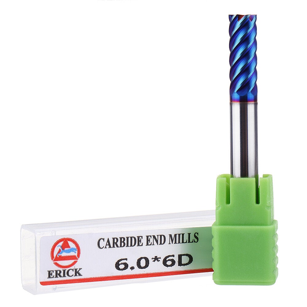 6 Flutes Nano Blue Coated Milling Cutter HRC65 6/8/10/12mm Carbide End Mill