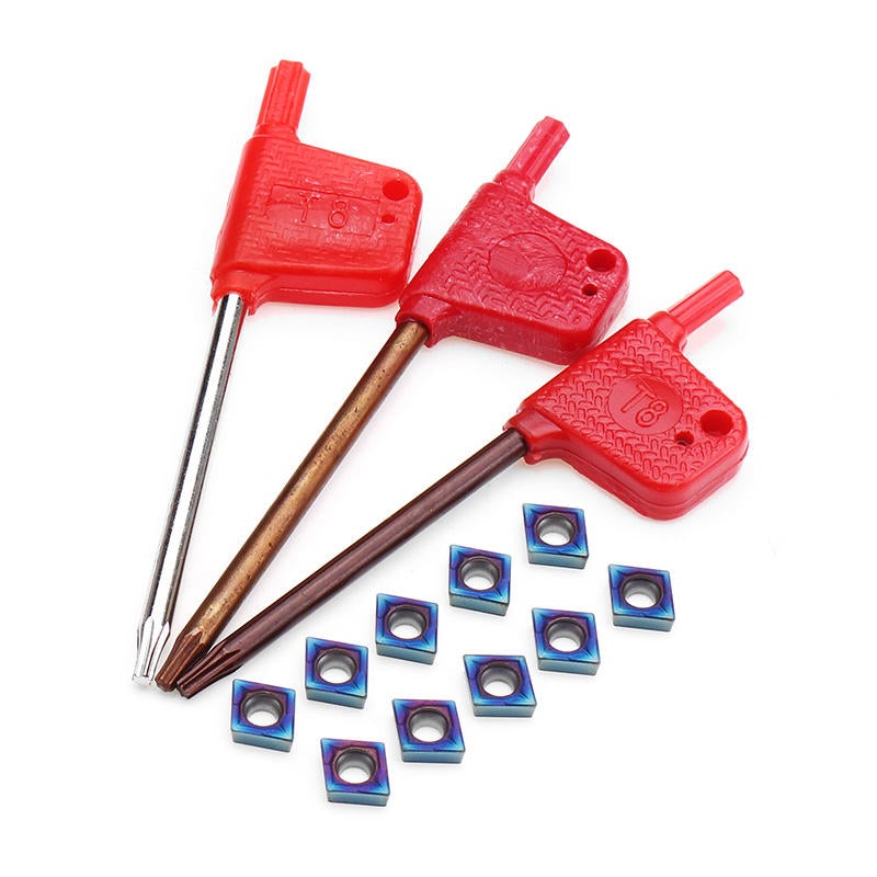 3pcs SCLCR Lathe Boring Bar Turning Tool Holder Set with 10pcs Blue Nano CCMT0602 Inserts