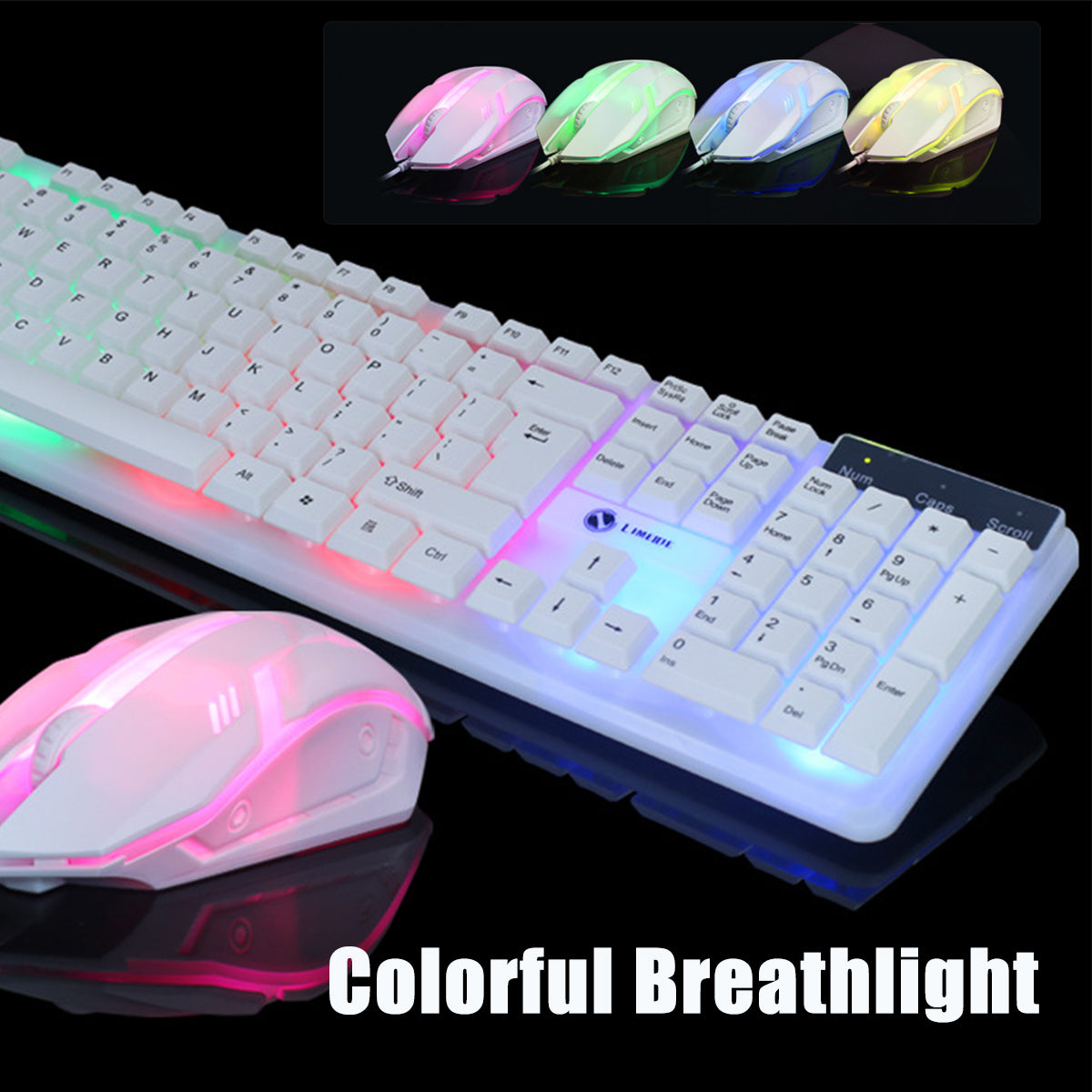 Wired Gaming Keyboard & Mouse Set RGB Backlight 1200DPI Gaming Mouse 104 Keys Mechanical Feeling Keyboard Combo