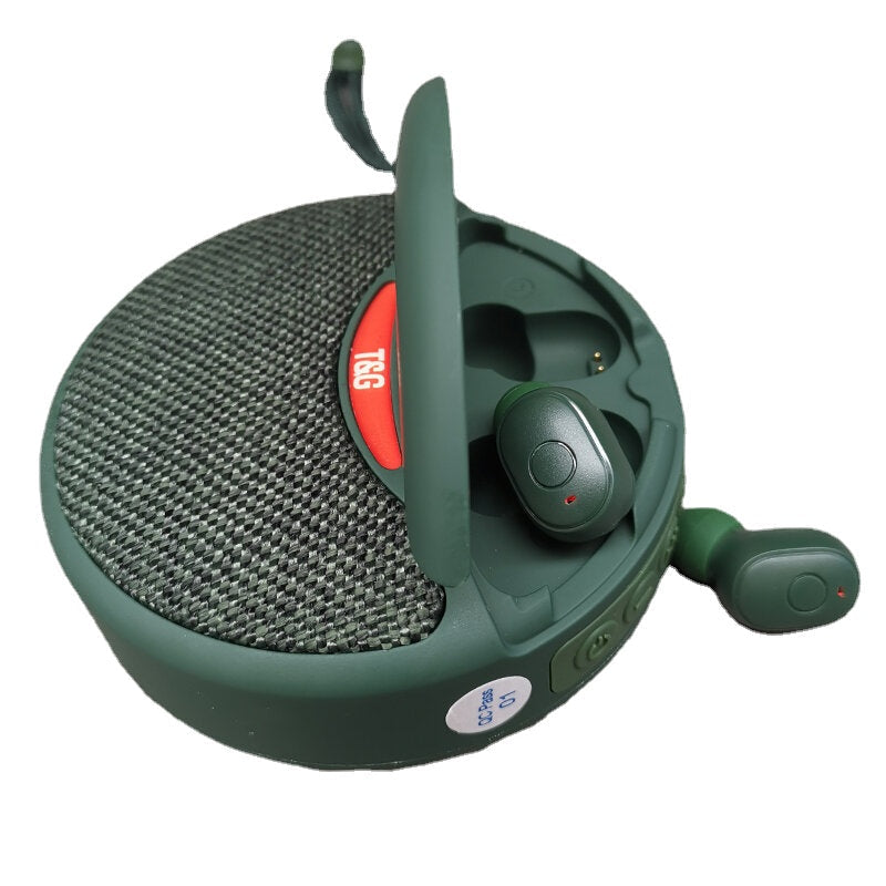 2 in 1 Bluetooth Speaker + Headset Wireless 3D Stereo Subwoofer Music Sports In-Ear Earphone Speaker Support TF Card FM Radio