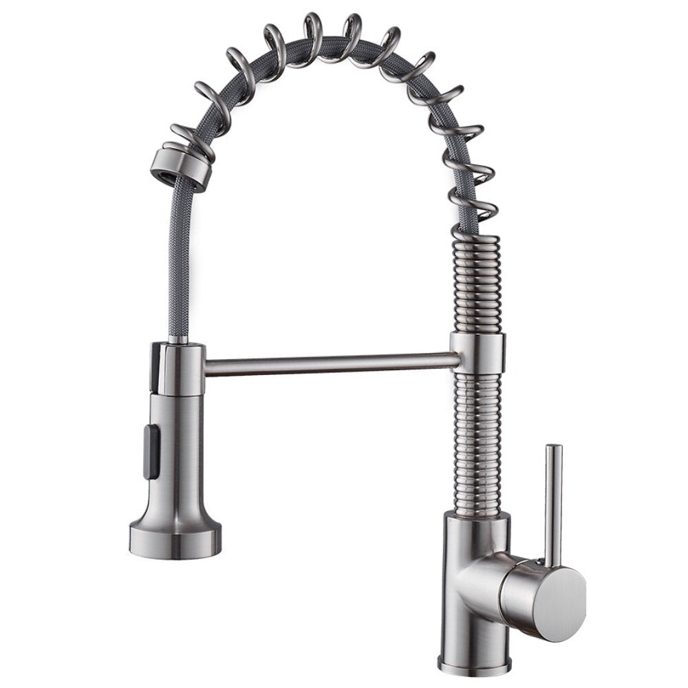Kitchen Faucet With Pull Down Sprayer Commercial Spring Sink Single Handle Hot Cold Mixer Tap