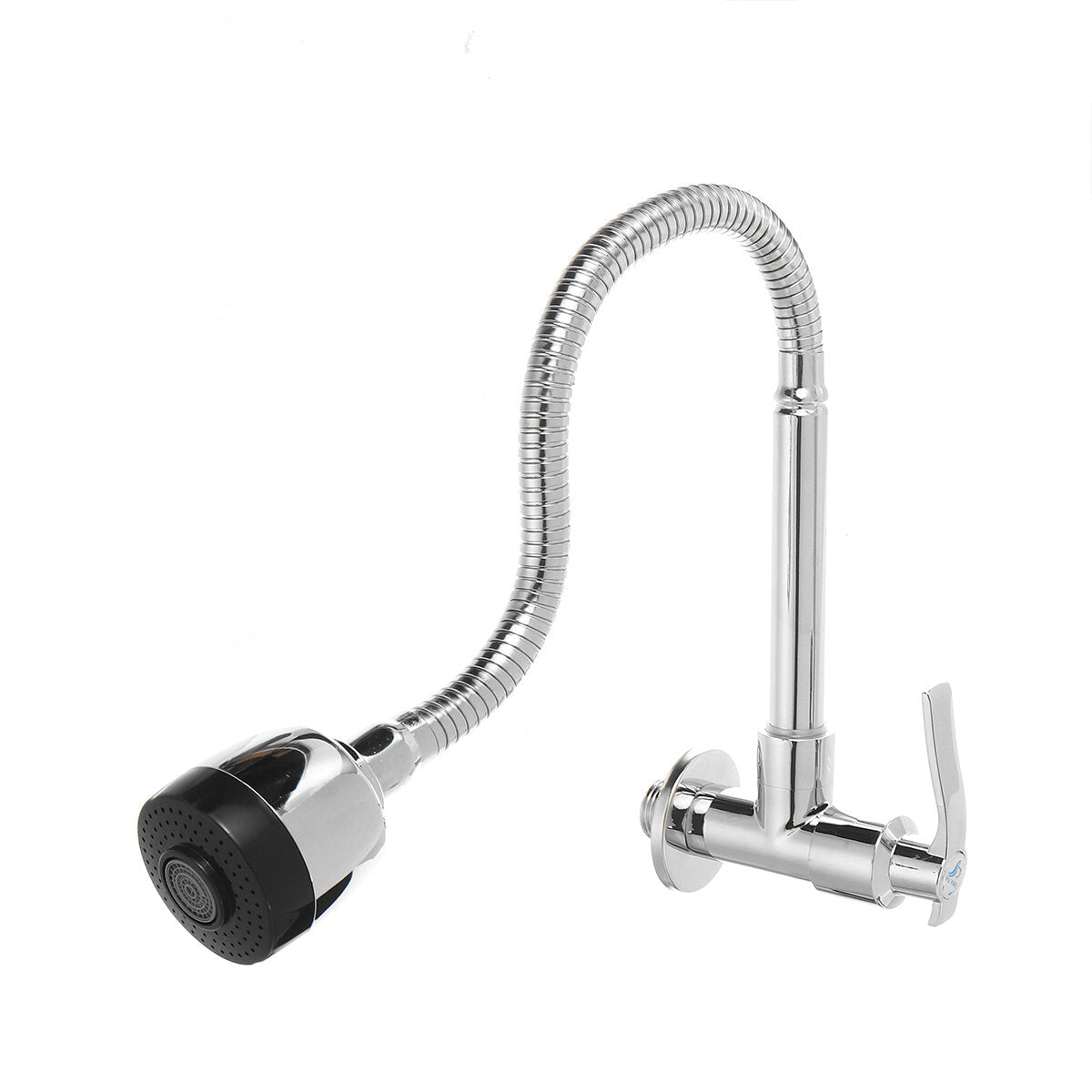 360 Rotation Brass Kitchen Sink Faucet Single Cold Tap Wall Mount