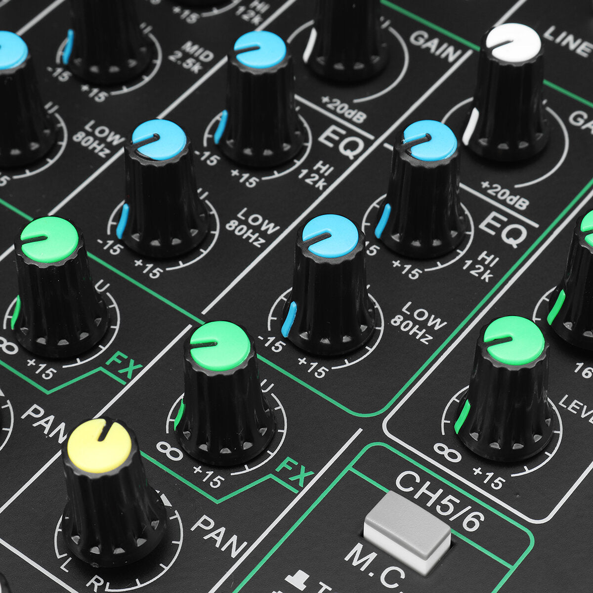 6 Channel Bluetooth DJ HD Mic Audio Mixer Control LED Digital Display Music Stream with USB Interface