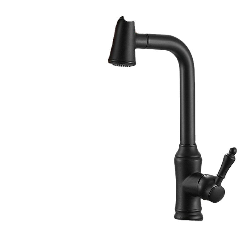 Kitchen Sink Faucet Pull-Out Sprayer Brass Hot Cold Water Mixer Tap Two Mode 360 Swivel With Hose