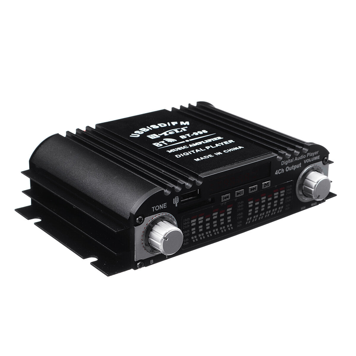 12V Car Mini Hi-Fi Digital Bluetooth Audio Power Amplifier Four Channel Output with Remote Control