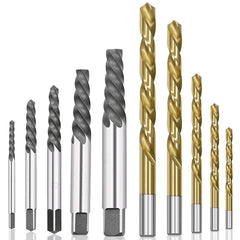 10Pc HSS Screw Extractor Left Hand Cobalt Drill Bit Set Easy to Lift from Broken Bolt Tools With Iron Box and Opp Bag