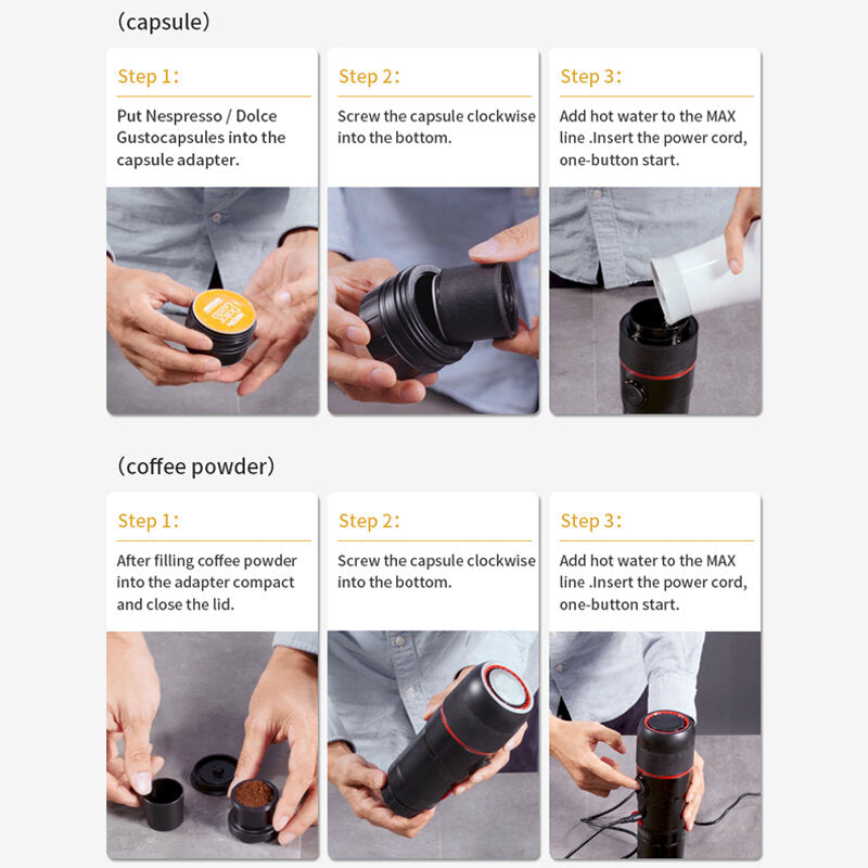 Multifunctional Portable Coffee Machine Coffee Powder Nespresso and Dolce Gusto Capsule