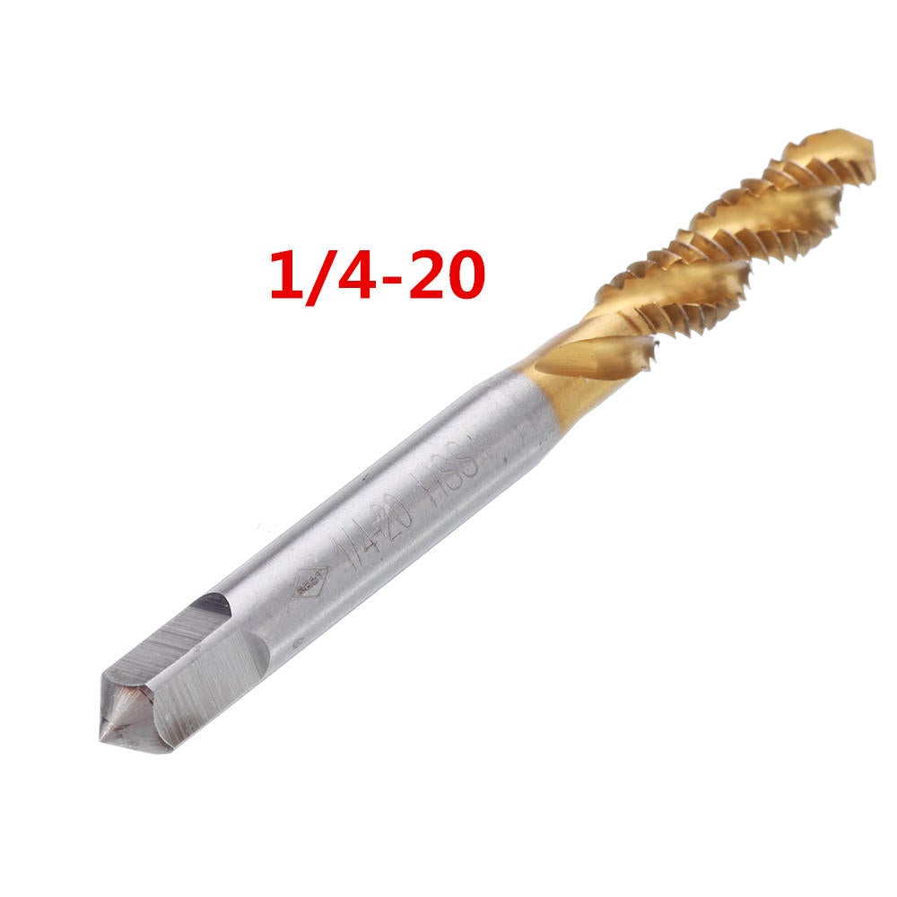 HSS Spiral Flute Hand Tap Imperial Titanium Coated Machine Screw Plug Tap Drill