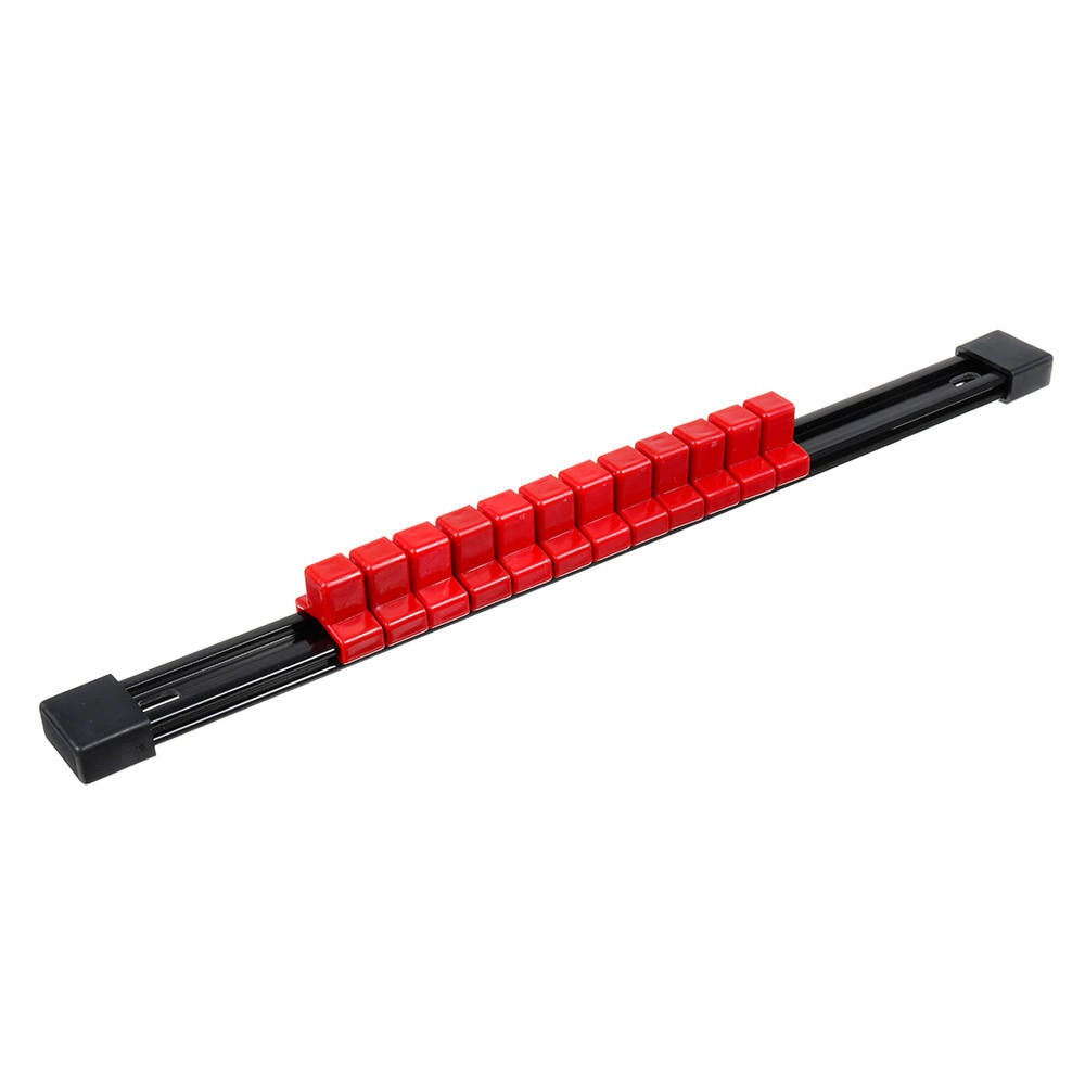 6pcs 1/4 3/8 1/2 Inch Socket Organizer Mountable Sliding Holder Rail Rack Tool Storage