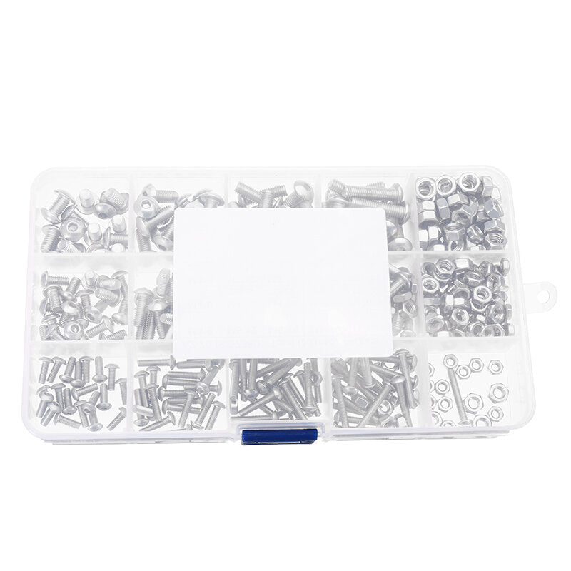 440Pcs M3/M4/M5 Stainless Steel Button Head Hex Socket Cap Screws Bolts Nuts Assortment Kit
