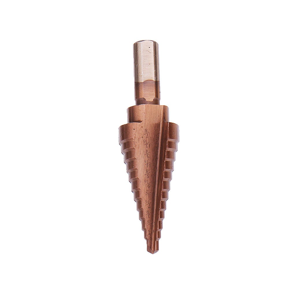 6Pcs HSS Bronze Coated Step Drill Bit With Center Punch Set Hole Cutter Drilling Tool