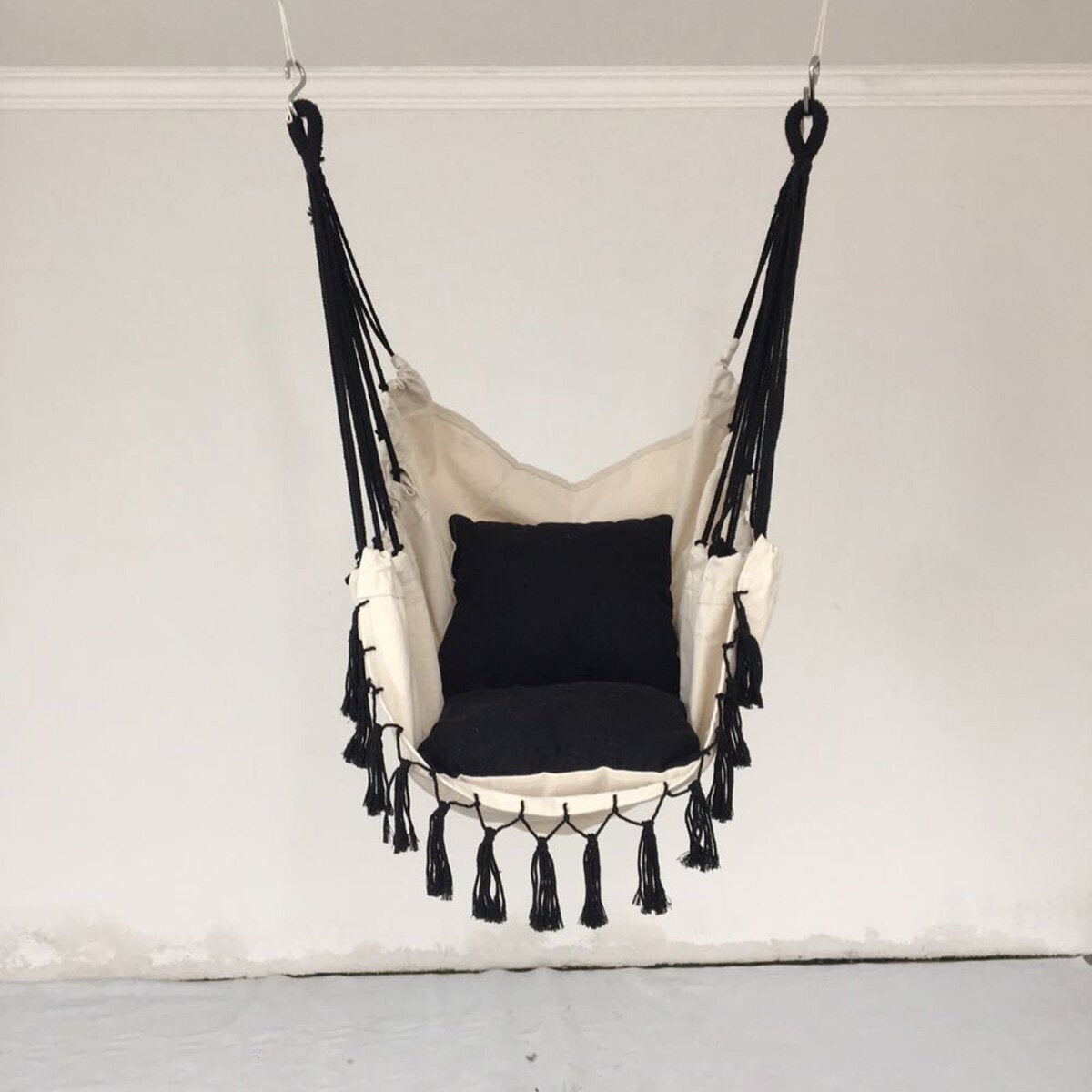 Tassel Hammock Chair With Rod Outdoor Indoor Dormitory Bedroom Yard Travel Camping For Child Adult Swinging Single Safety Chair Hammock
