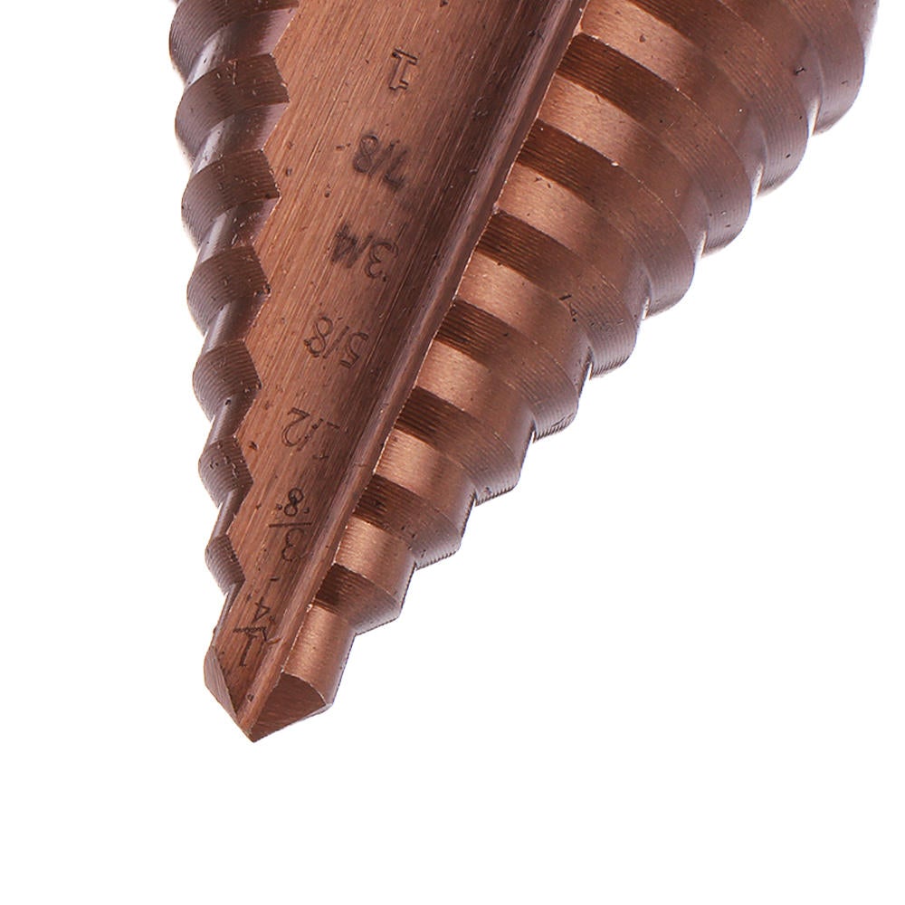 6Pcs HSS Bronze Coated Step Drill Bit With Center Punch Set Hole Cutter Drilling Tool