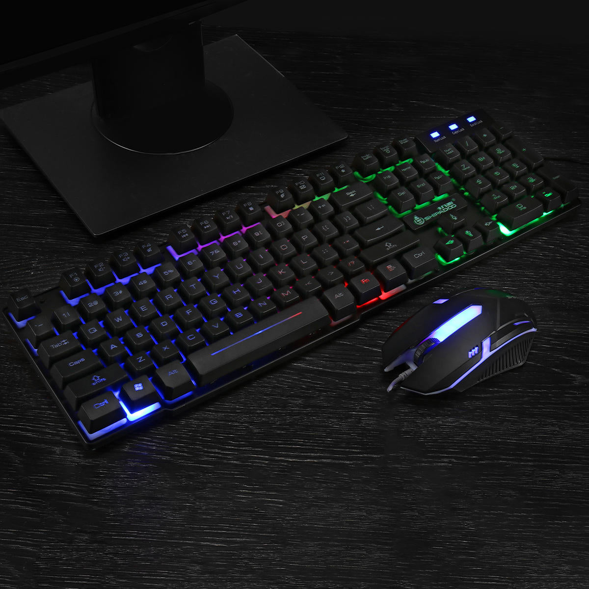 104 Keys Gaming Keyboard RGB Backlit Light Wired Keyboard and 1600 DPI Gaming Mouse Set