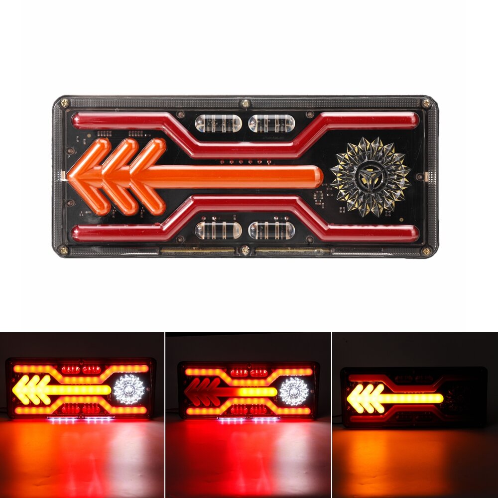 Pair 24V LED Reverse Brake Dynamic Tail Turn Signal Rear Light For Truck Trailer Lorry Tractor
