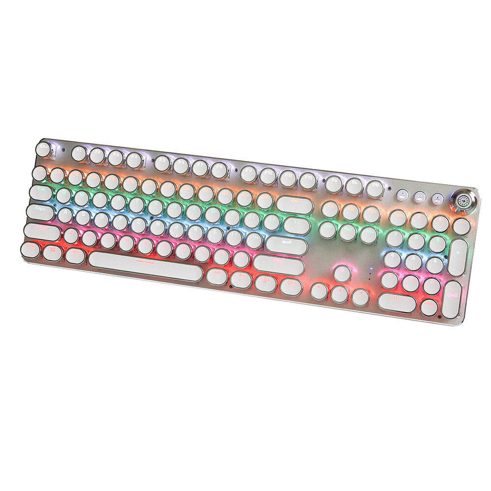 Mechanical Keyboard 104 Round Keys Plated Blue Switch RGB Backlit USB Wired Gaming Keyboard for Desktop Laptop Gamer