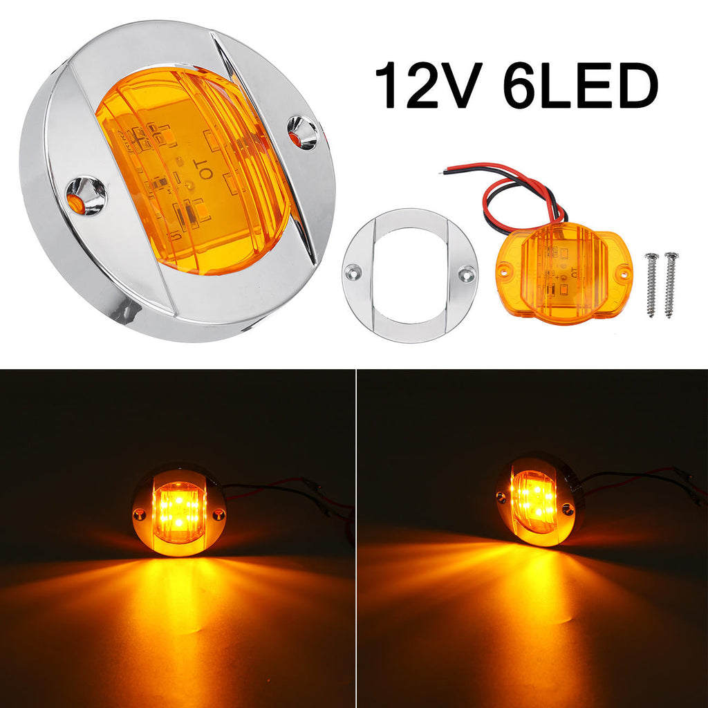 12V 6 LED Round Lights Chrome Transom Mount For Marine Boat Yacht Stern Navigation