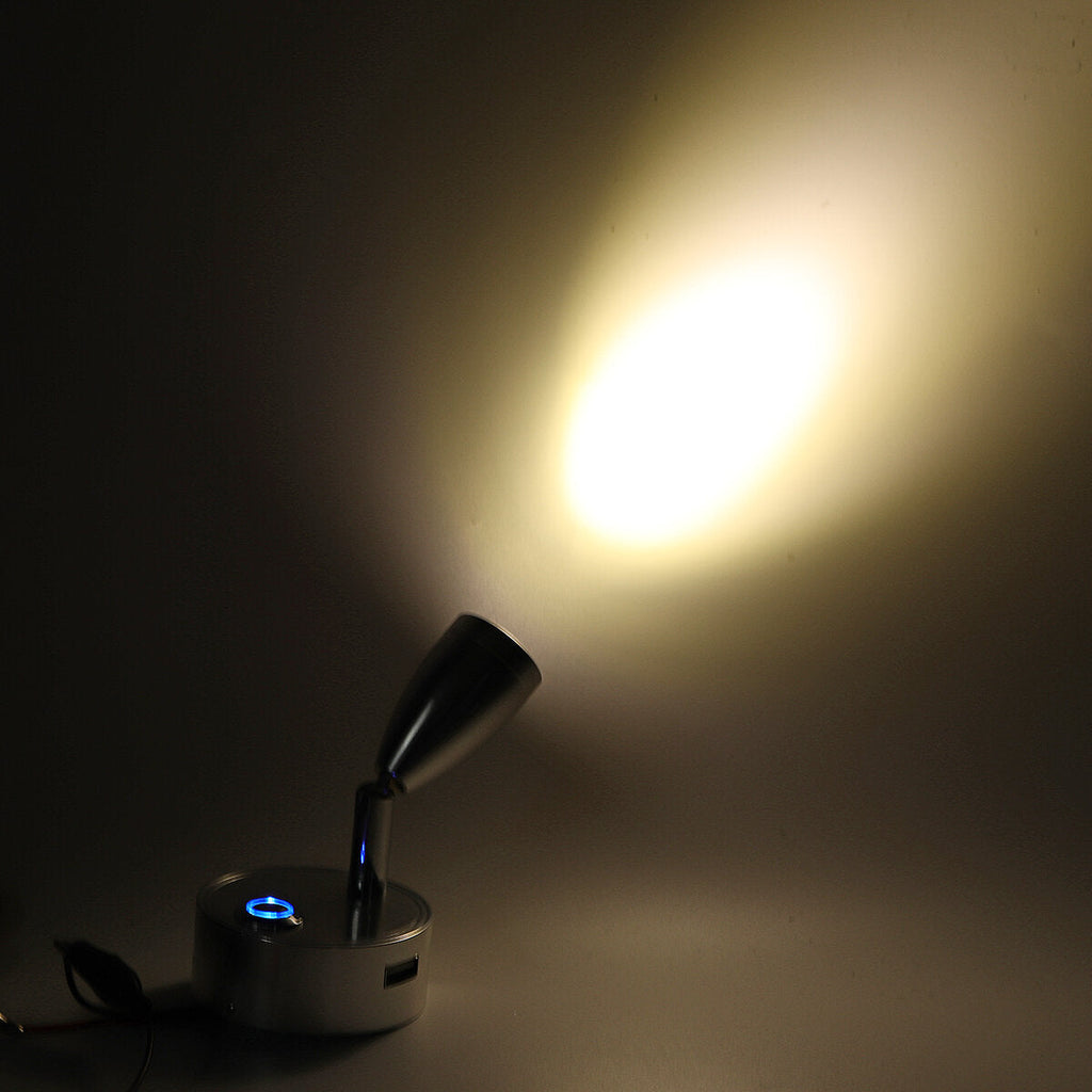 12-24V Dimming LED Reading Spot Light Bedside Wall Lamp USB Interface For RV Boat Caravan Motorhome