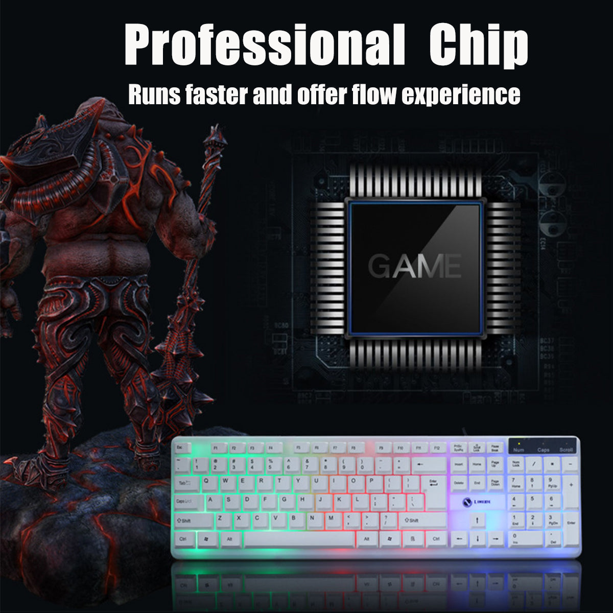 Wired Gaming Keyboard & Mouse Set RGB Backlight 1200DPI Gaming Mouse 104 Keys Mechanical Feeling Keyboard Combo