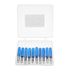 10pcs 0.1/0.2/0.3mm 90 Degree Engraving Bit Blue NANO Coated Flat Bottom PCB Engraving Bit Carbide CNC Router Tool