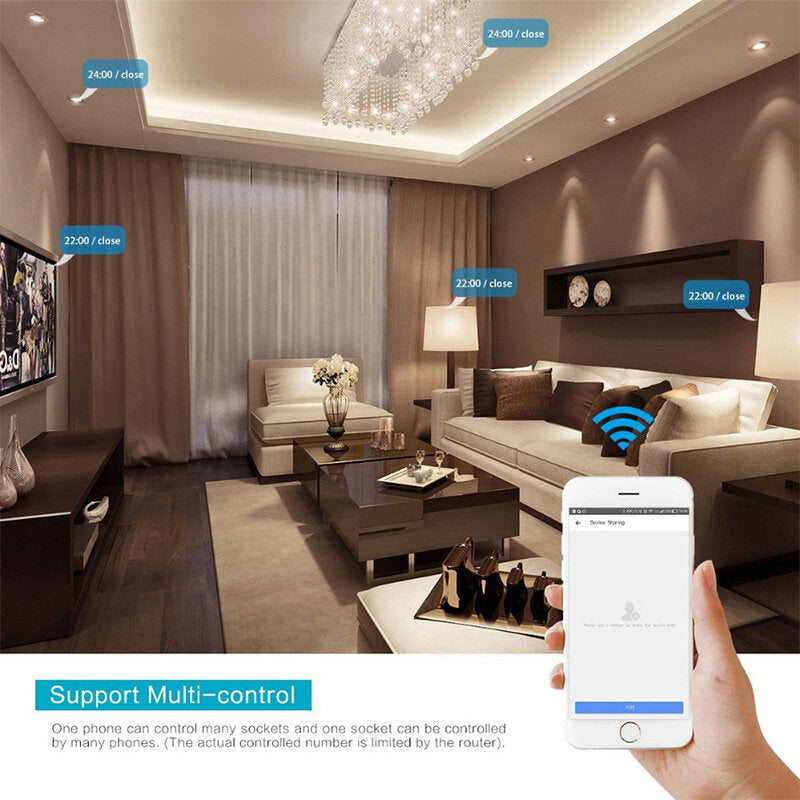 WiFi Smart Socket APP Control 1.8M Powe Cable AC 100V/240V 16A Universal Fitment Fireproof Material Plug