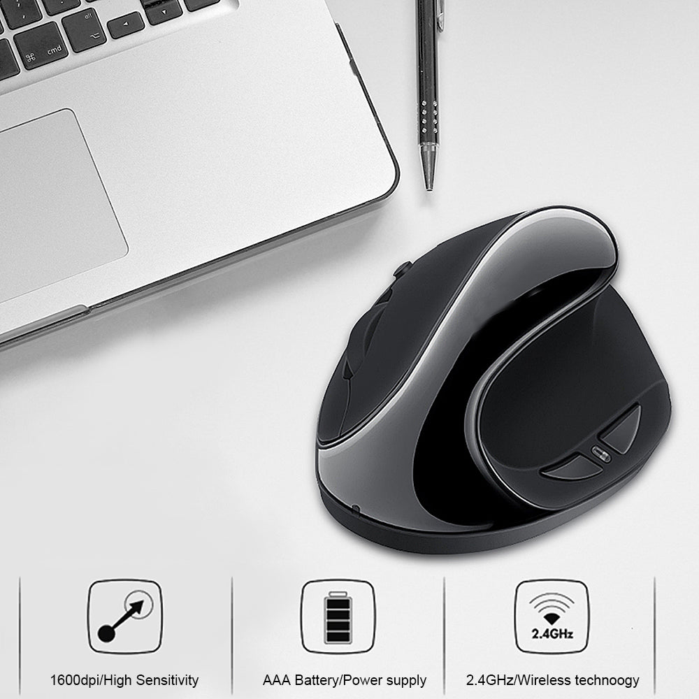 Wireless Vertical Mouse 1600DPI 6 Buttons Ergonomic Optical Mice for Computer Laptop PC