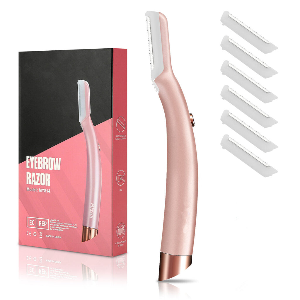 Eyebrow Razor Shaver with LED Light + 6pcs Cutter Head