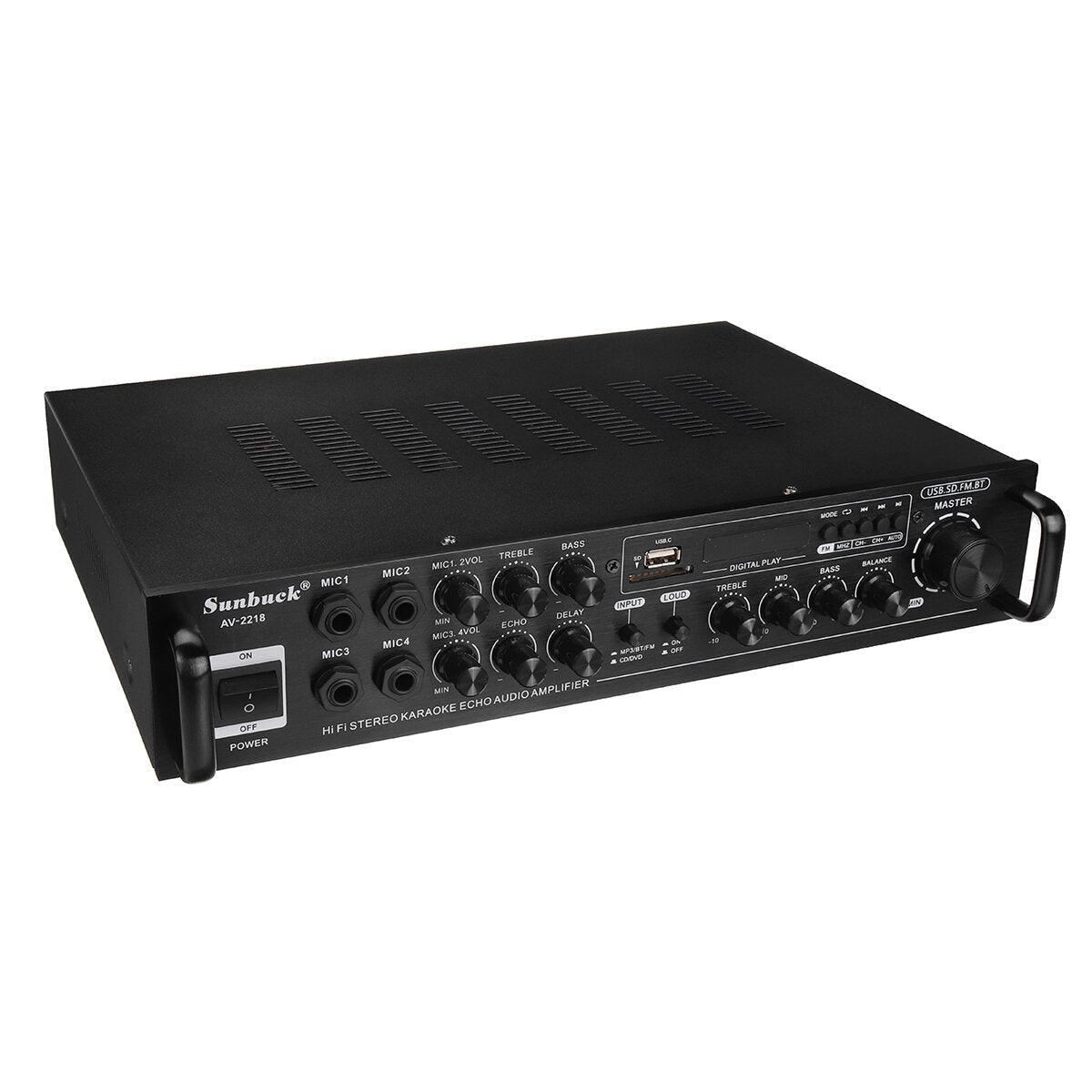 Audio Power Amplifier AC 110V 220V DC12V Bluetooth Karaoke Hi-Fi Home Theater for Car