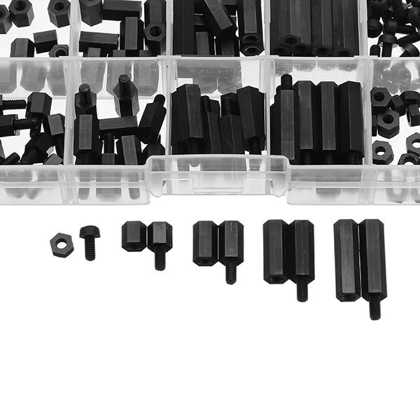 M3NH7 120Pcs M3 Nylon Screw Black/White Hex Screw Nut PCB Standoff Spacer Assortment Kit