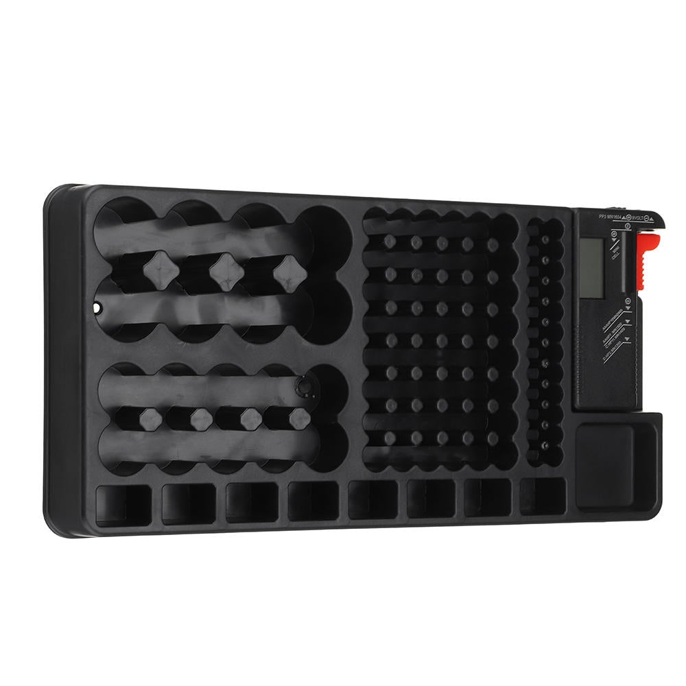 Battery Organizer Case Battery Storage Organizer Holder with Tester Battery Capacity Tester Caddy Rack Case Box
